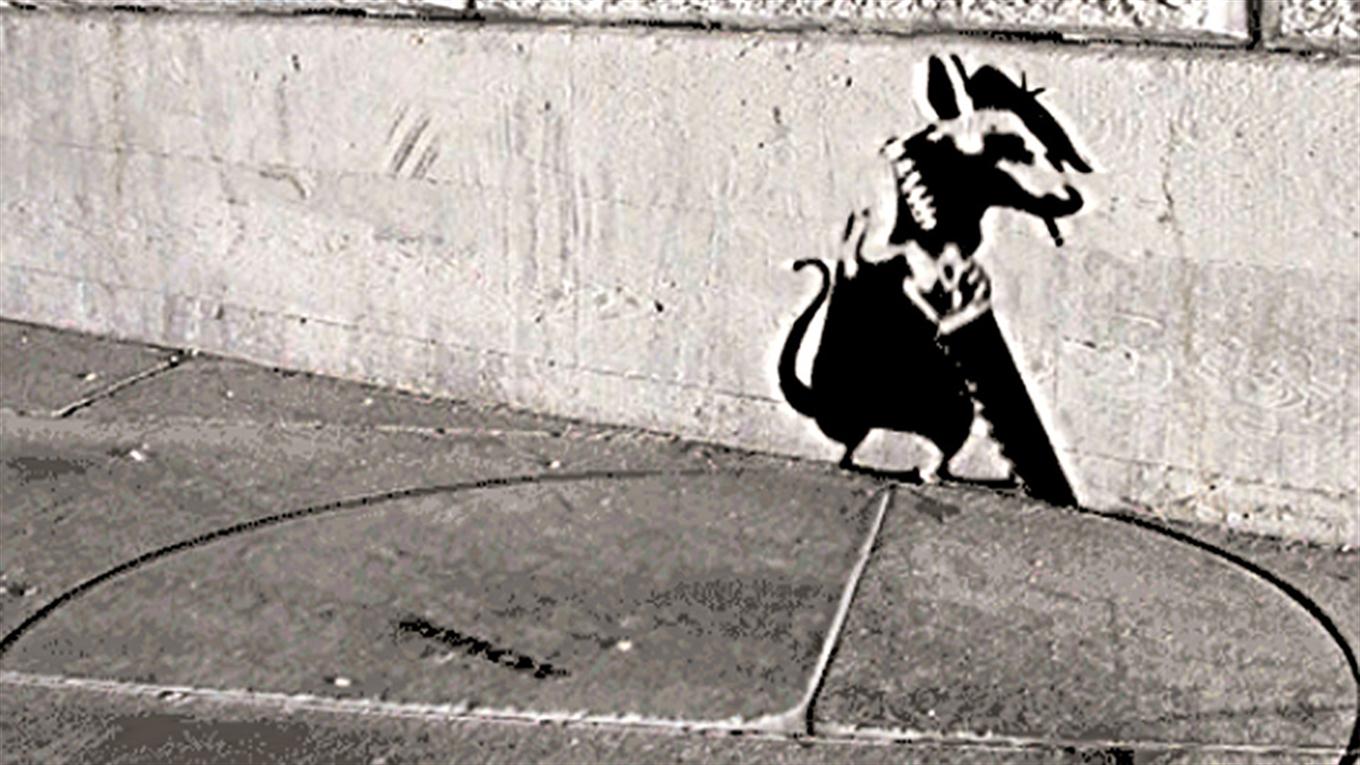 ABVH da movimiento a los dibujos callejeros de Banksy madebyabvh.tumblr.com